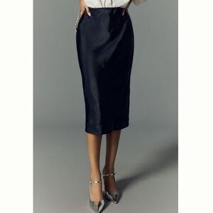 Anthropologie Liquid Shine Midi Skirt, NEW